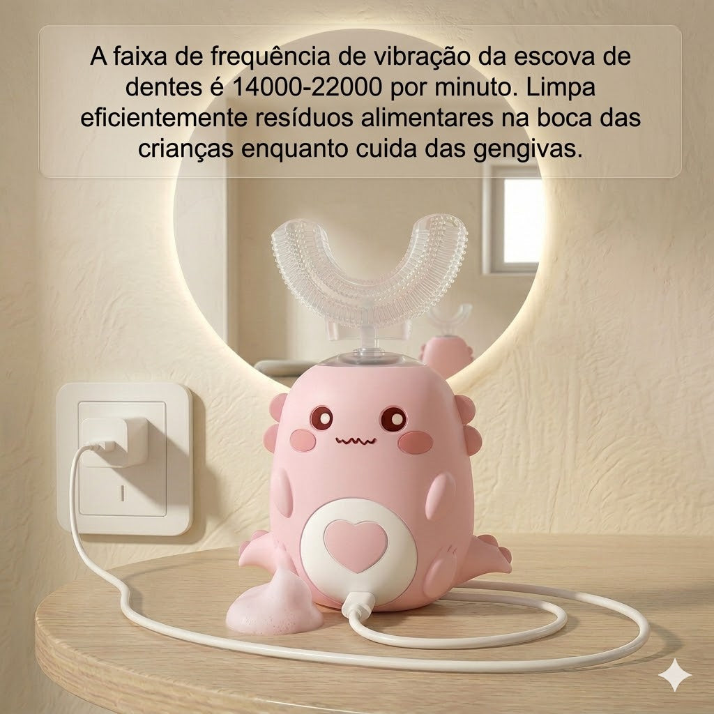 Escova de dentes elétrica infantil em formato de U